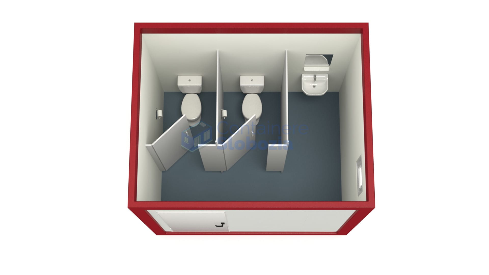 container sanitar slobozia 3metri 2wc rosu