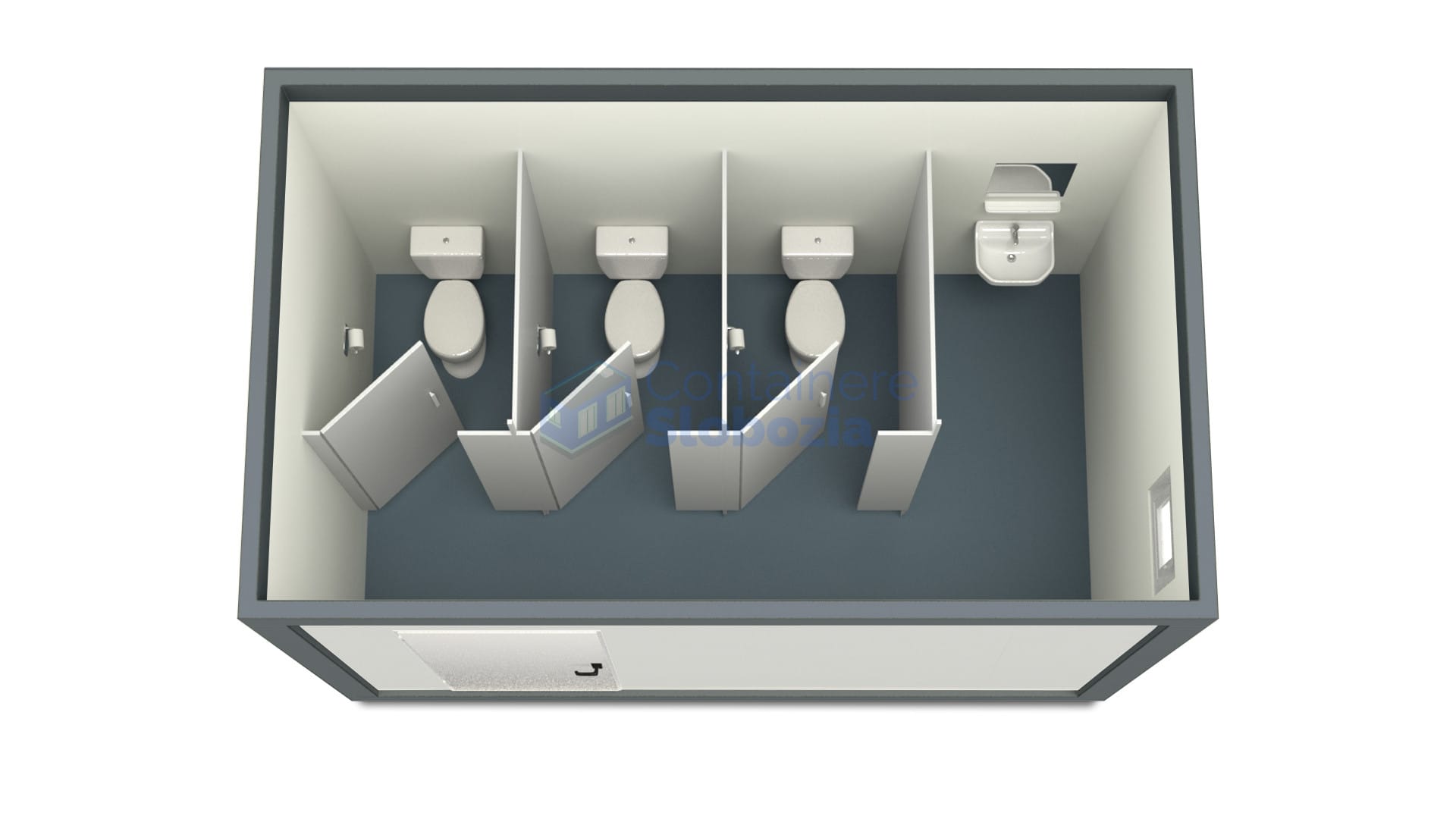 container sanitar slobozia 4metri 3wc gri