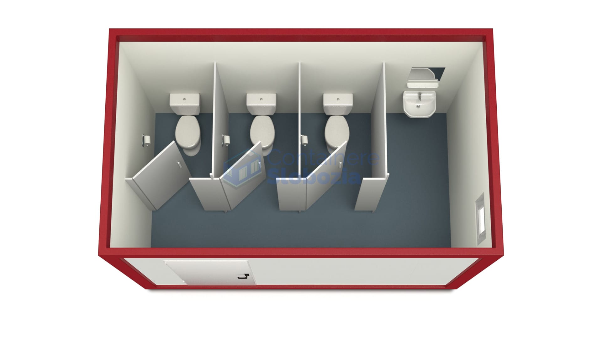 container sanitar slobozia 4metri 3wc rosu
