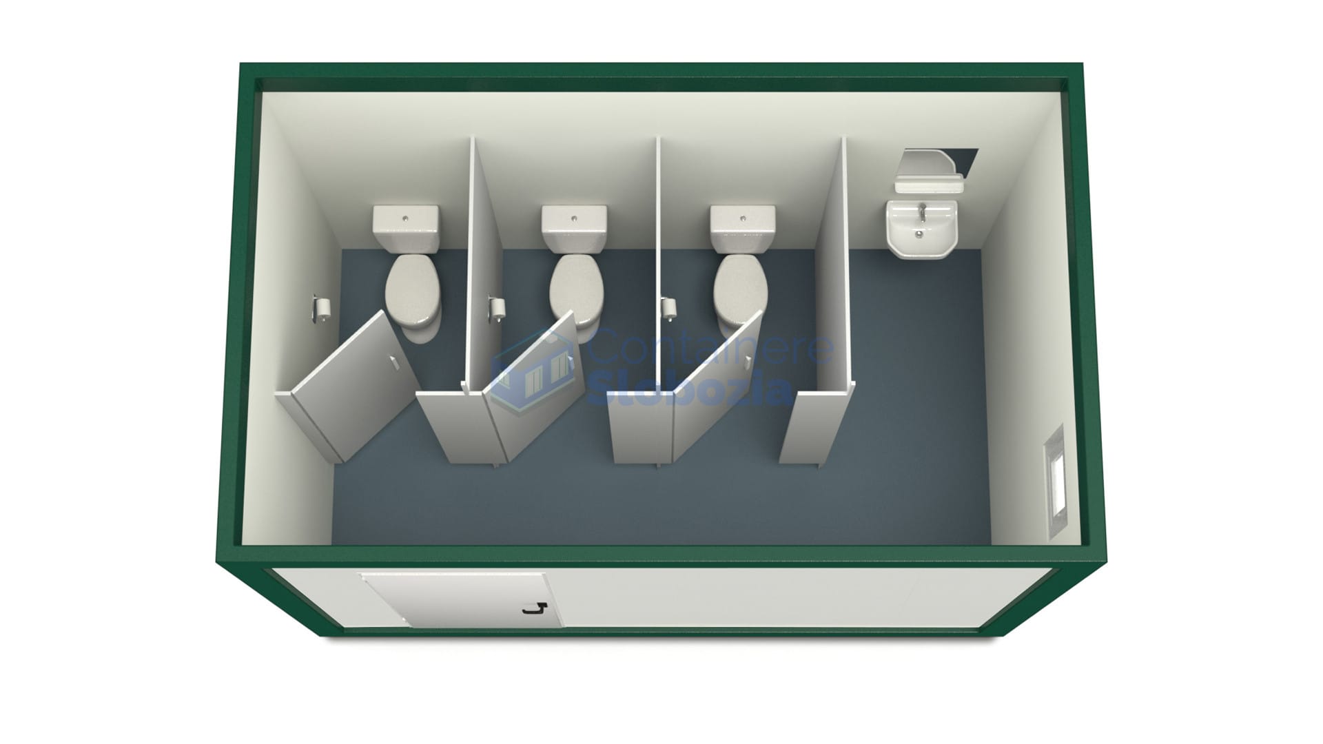 container sanitar slobozia 4metri 3wc verde
