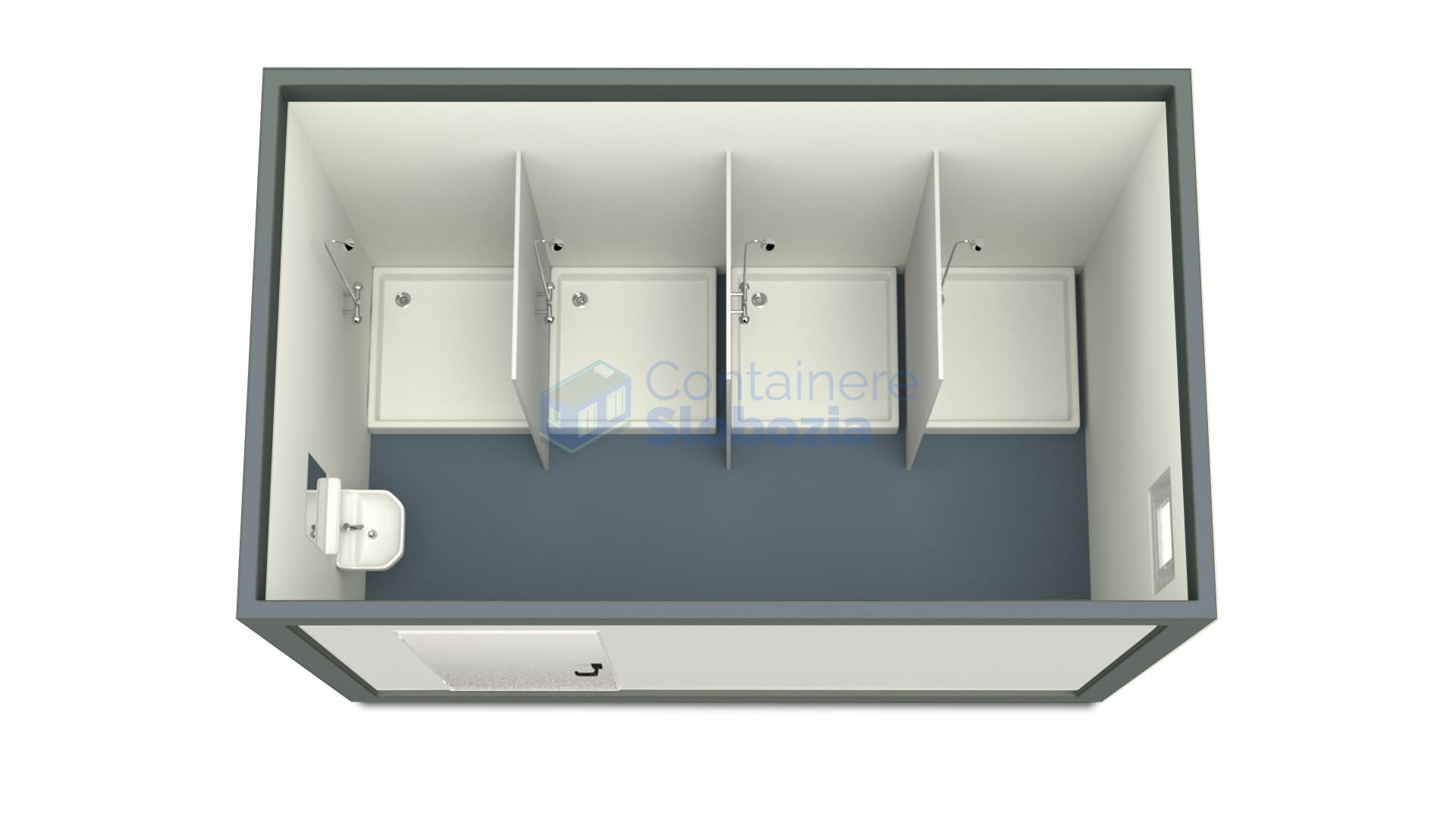 container sanitar slobozia 4metri 4dusuri gri