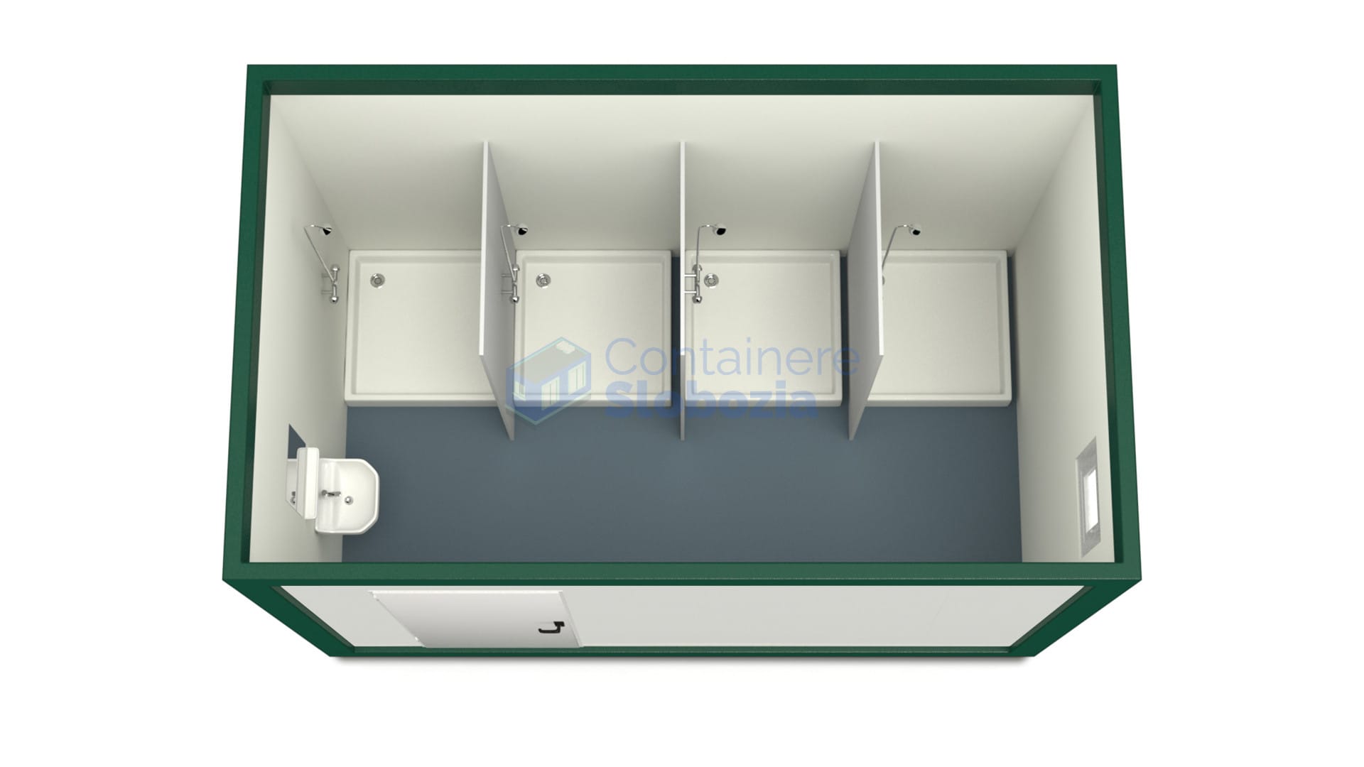 container sanitar slobozia 4metri 4dusuri verde