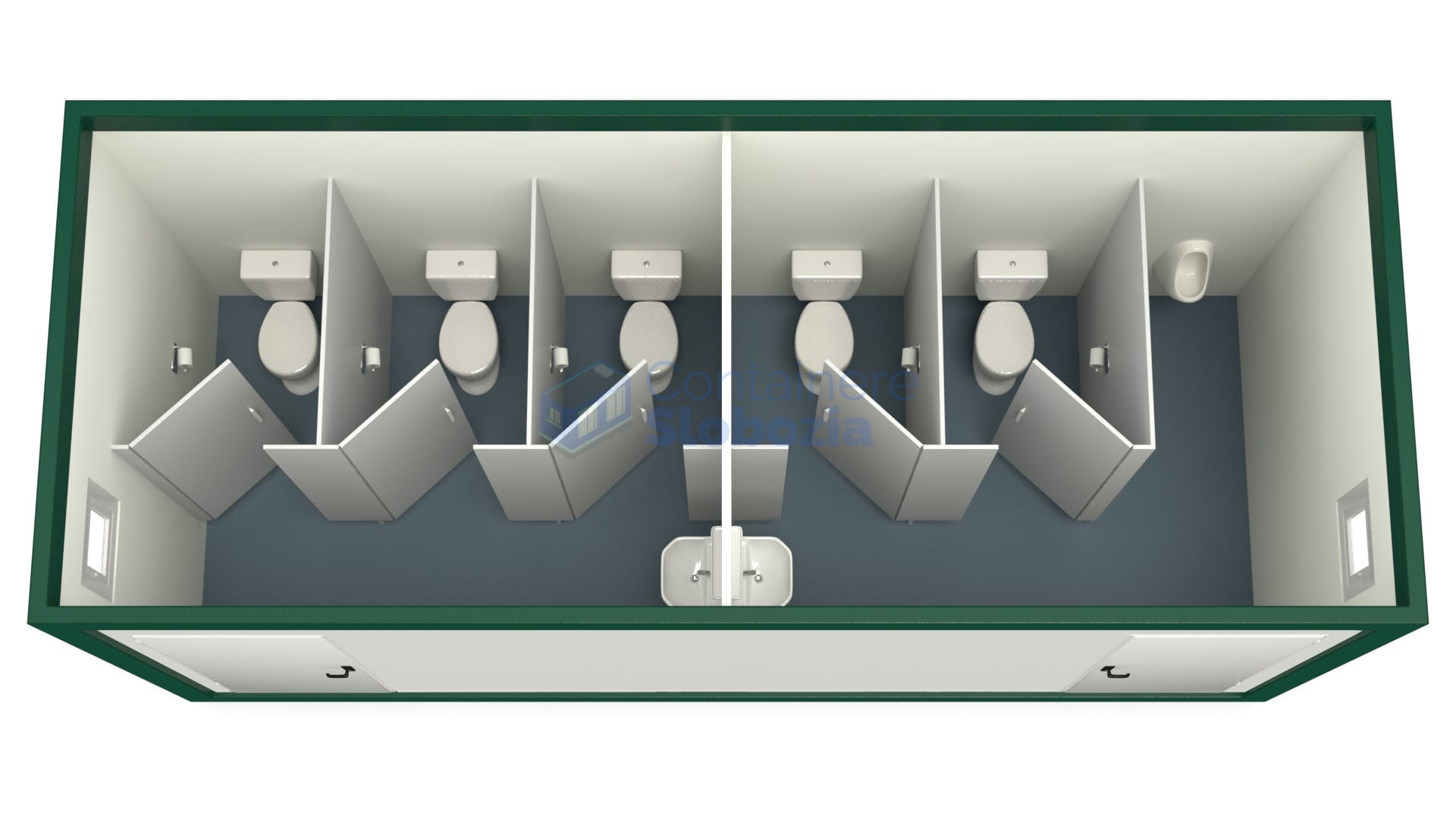 container sanitar slobozia 6metri 5wc verde